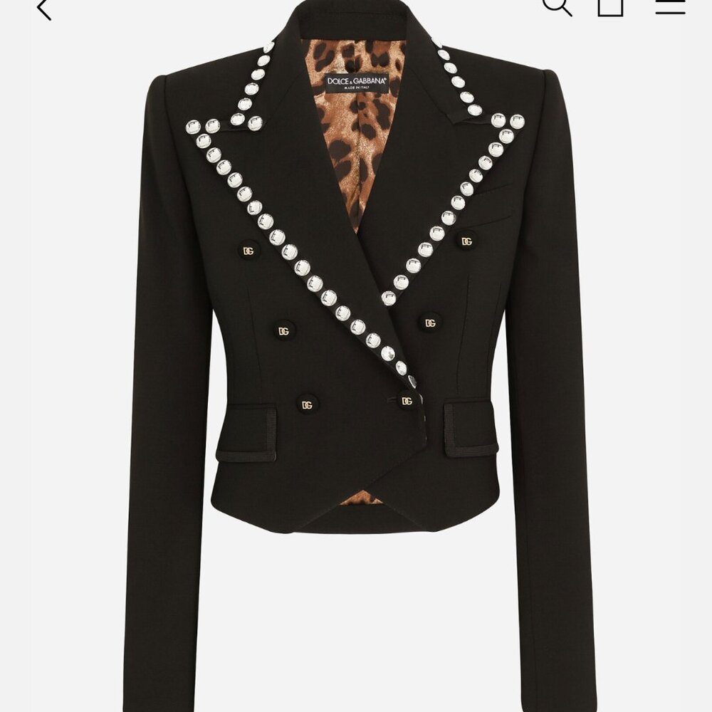 Dolce & Gabbana Wool Spencer-fit jacket with Crystal Piping (Brand New)
